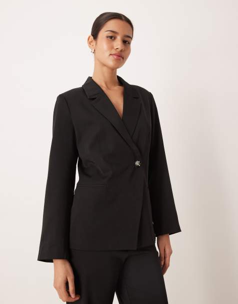 VILA - Blazer sartoriale nero con bottoni martellati in coordinato - view 1