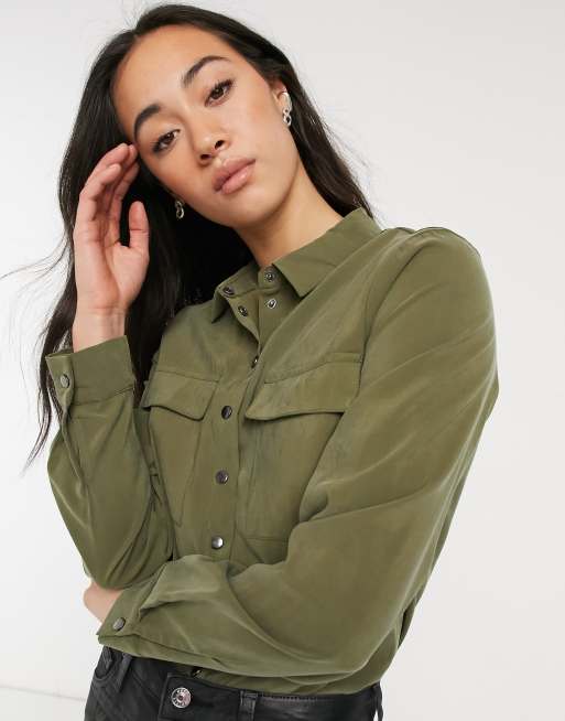 Vila - Body chemise - Vert