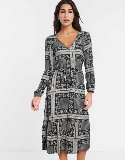 scarf print dress boohoo