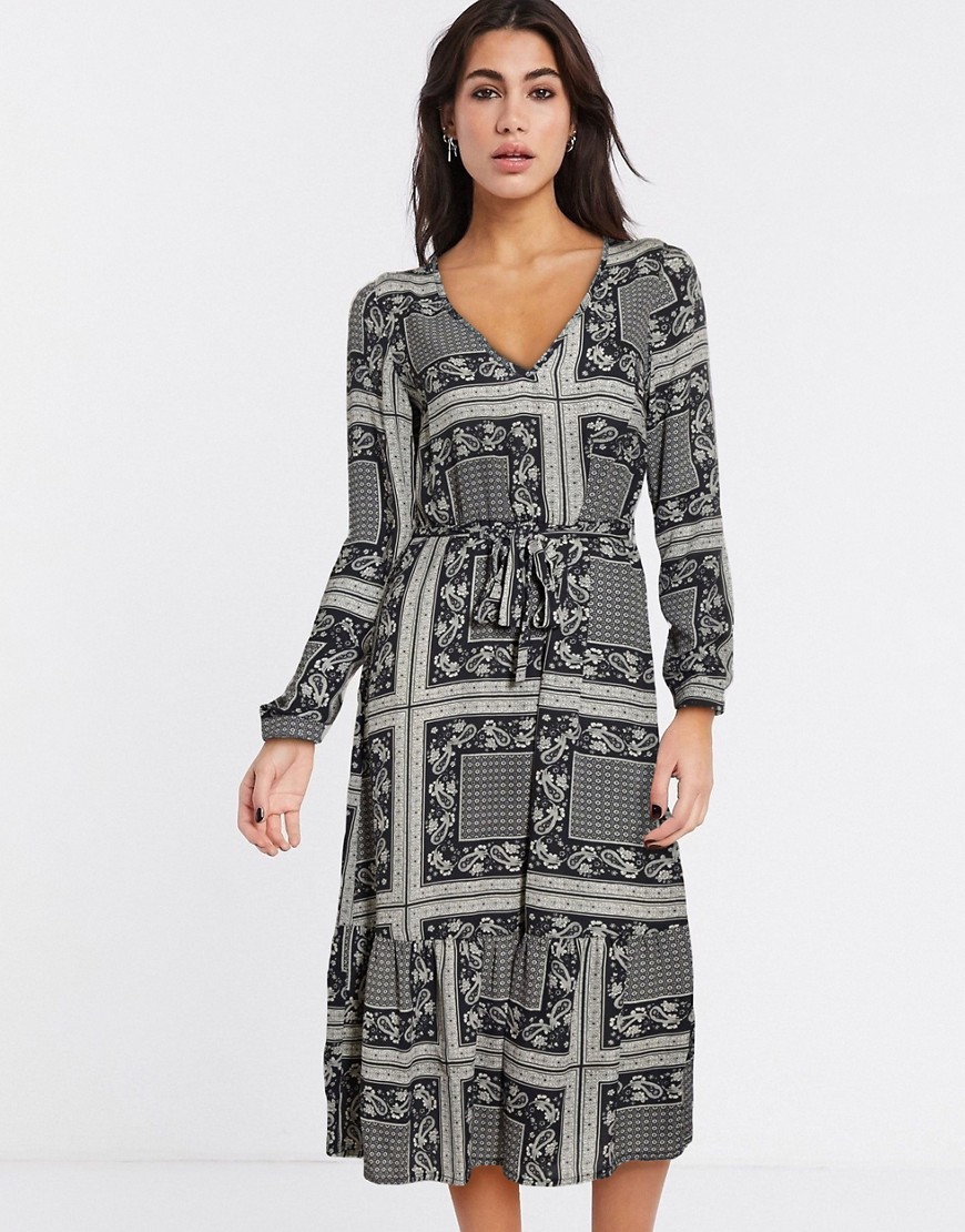 Vila - Boho - Midi-jurk met sjaalprint-Multi