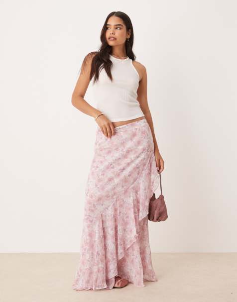 VILA – Boho-Rock aus Chiffon mit Rüschen und Blumenmuster - view 1
