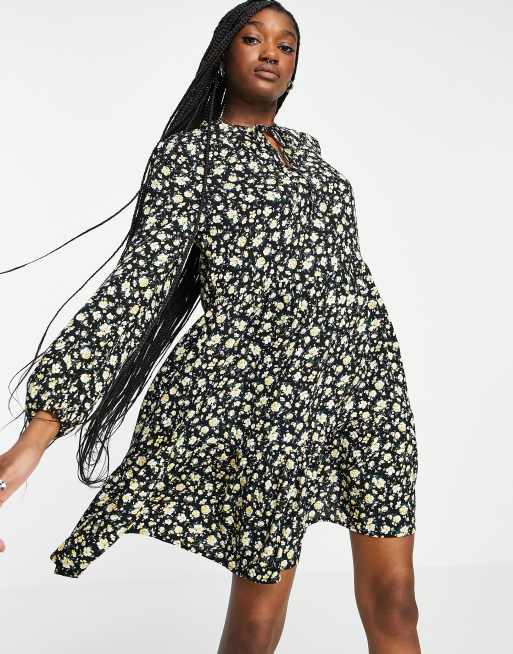 Vila boho smock dress In black ASOS