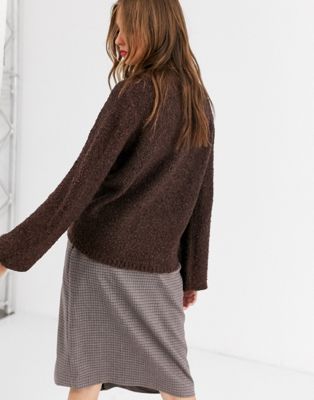 Bouclé Knit Sweater, Brown