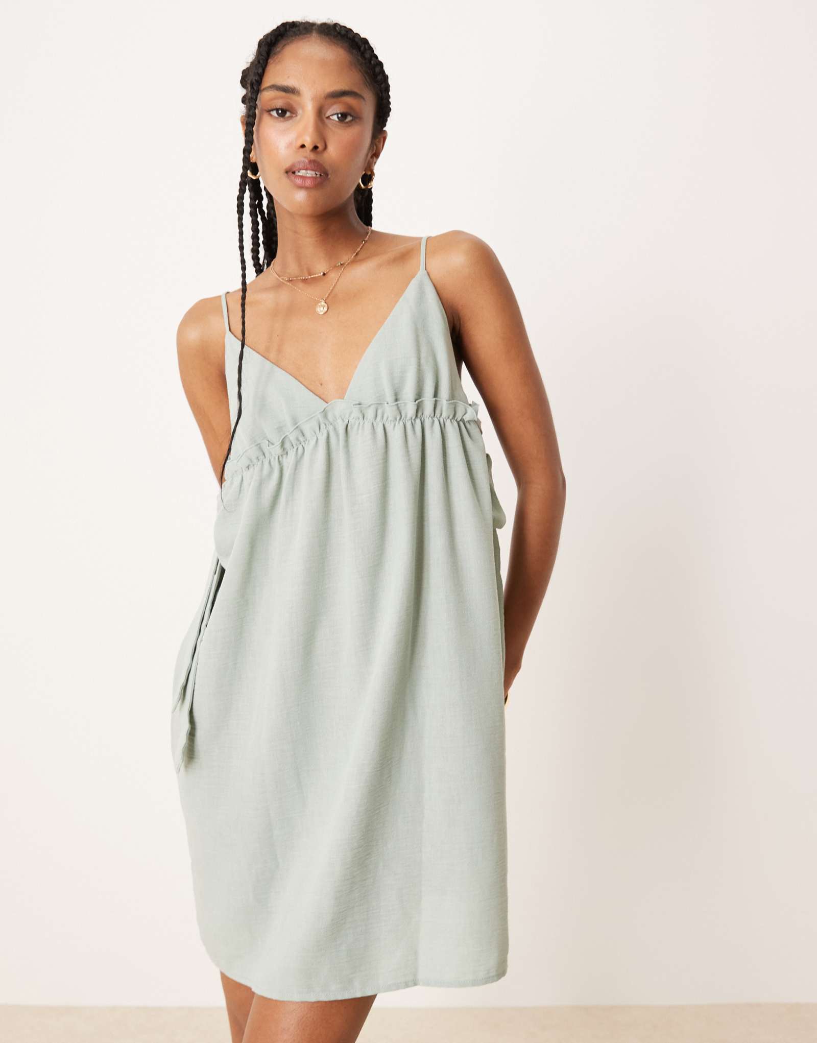 Мини-платье с бантом VILA цвета шалфея