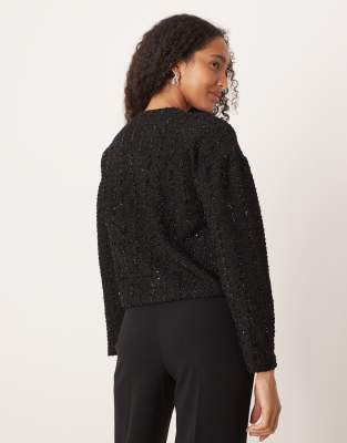 Vila Bow Front Woven Top In Black
