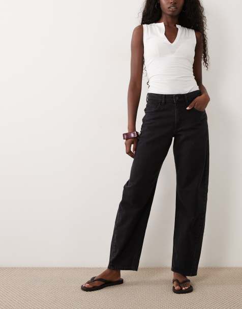 VILA Brady barrel leg jeans in black - view 1