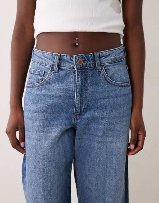 Vila Brady barrel leg jeans in middenblauw, 4 van 5