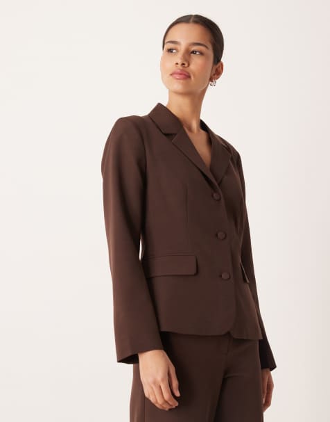 Vila tailored blazer co-ord in coffee bean brown