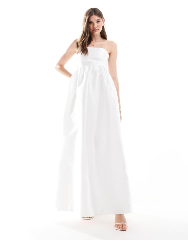 Vila - bridal bandeau maxi dress in white