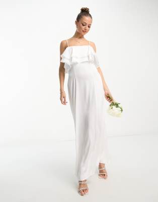 Vila - Bridal - Camisole-Maxikleid in Weiß mit Rüschen-Oberteil