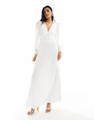 Vila Bridal Lace Open Back Maxi Dress In White