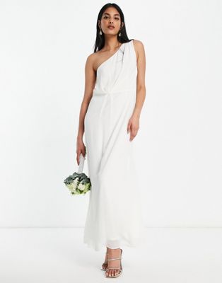 Vila bridal one shoulder maxi dress in white