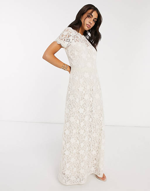 Vila Bridal premium lace maxi dress in ivory