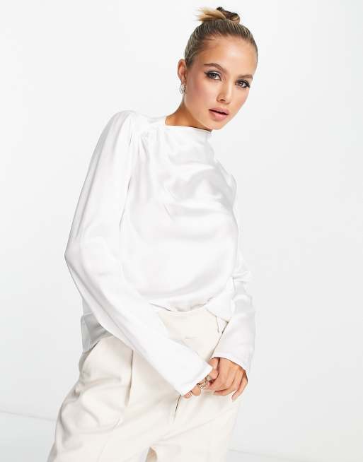 White store satin blouse