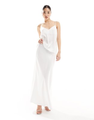 Vila - Bridal - Satin-Maxirock in Weiß, Kombiteil