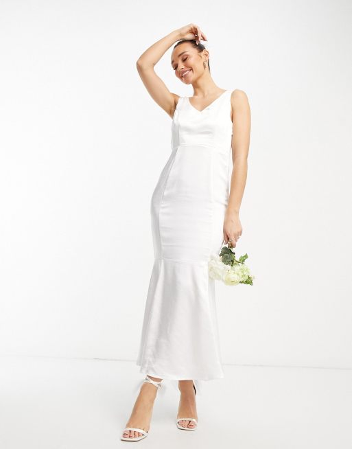 White midi cheap mermaid dress