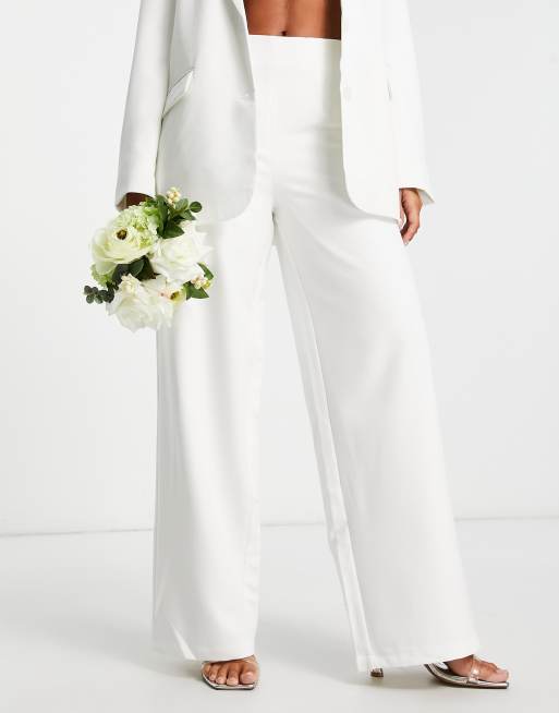 Vila Bridal tailored wide leg trousers co-ord in white