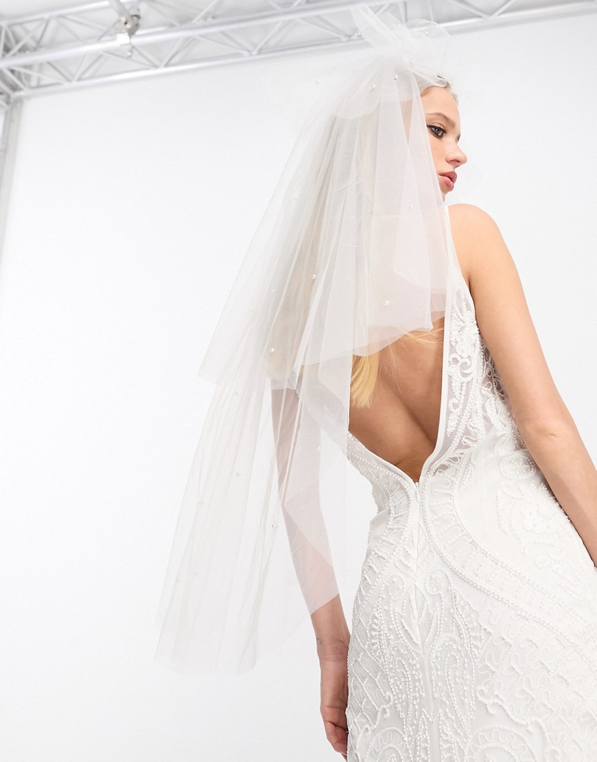 Vila Bridal veil with tiering and embellishment in white