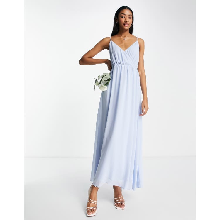 Vila bridesmaid maxi dress in light blue