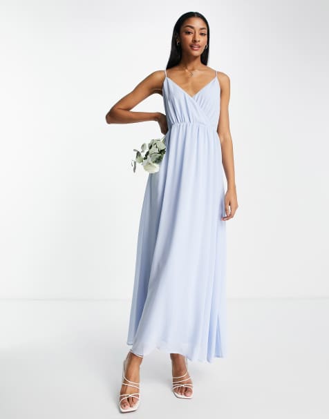 Vila bridesmaid maxi dress in light blue