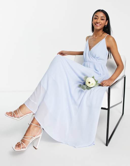 Vila bridesmaid maxi dress in light blue