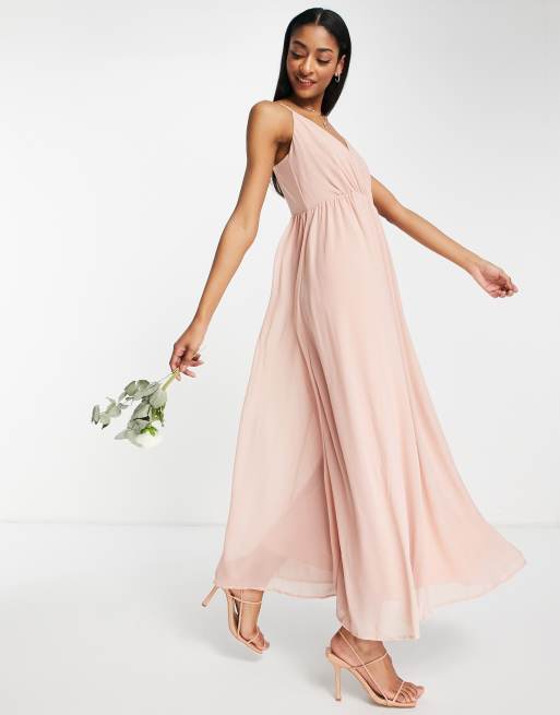 Vila bridesmaid maxi dress in light pink