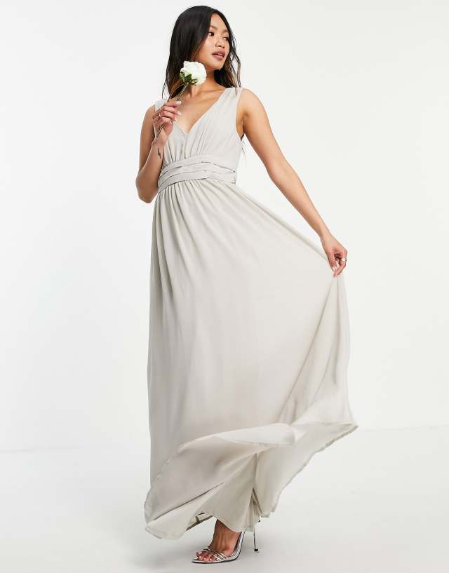 Vila Bridesmaid maxi dress in pale gray