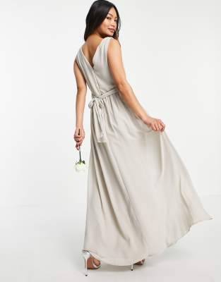 Vila Bridesmaid maxi dress in pale gray 