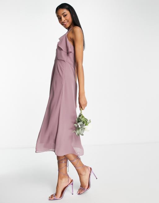 Vila bridesmaid maxi dress with ruffle detail in purple, 2 of 4