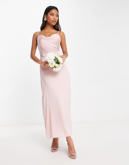 Pink fitted cheap bridesmaid dresses