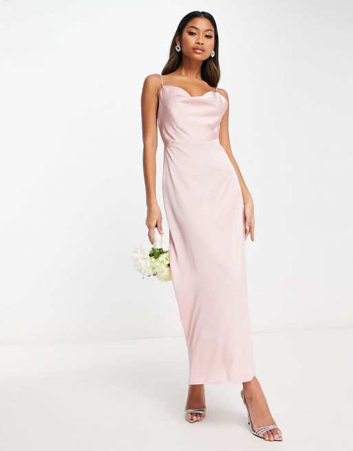 Pink cowl neck maxi dress sale