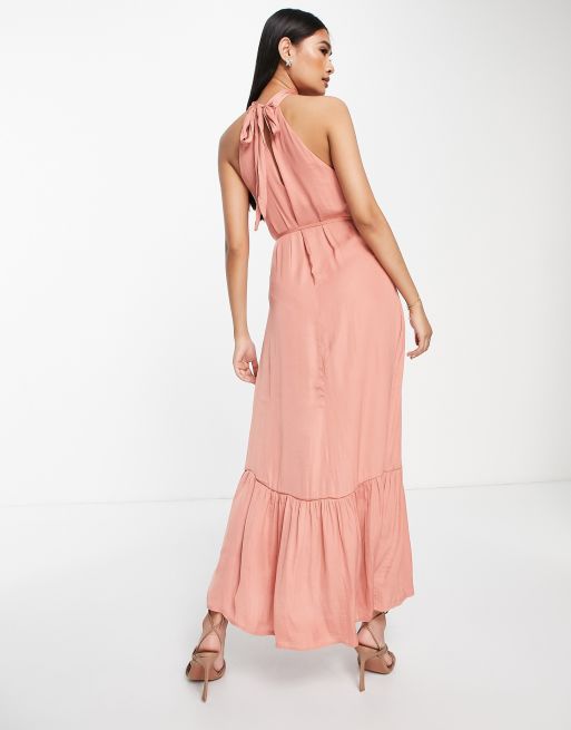 Asos coral 2025 bridesmaid dress