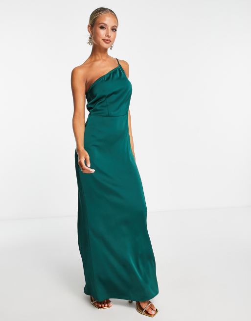 Dark green one shoulder on sale dress