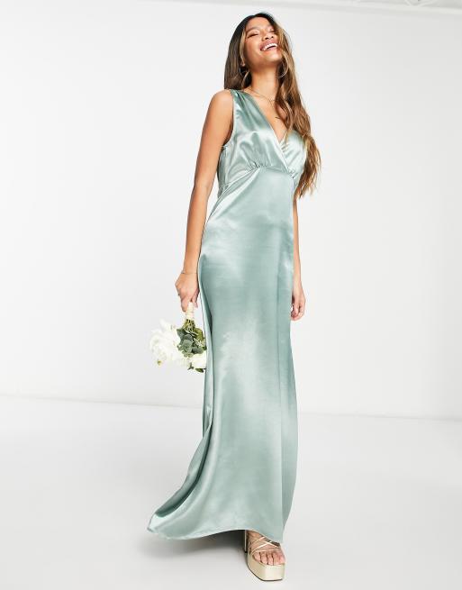 Satin v store neck maxi dress