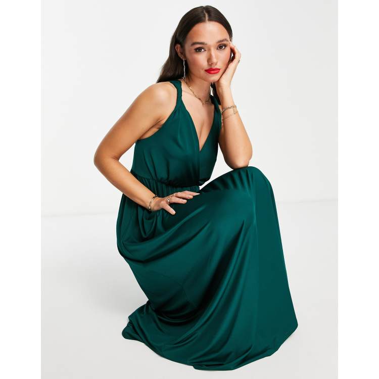 Dark green maxi dress sale