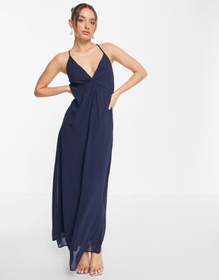 Design - Wickel-Midikleid In Marineblau Mit Fledermausärmeln