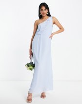 ASOS DESIGN Bridesmaid Curve satin wrap midi dress with ruched