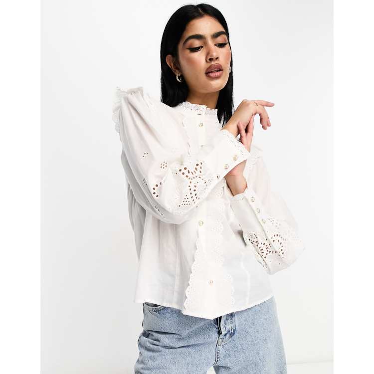 kids］embroidery frill blouse – Acka online store