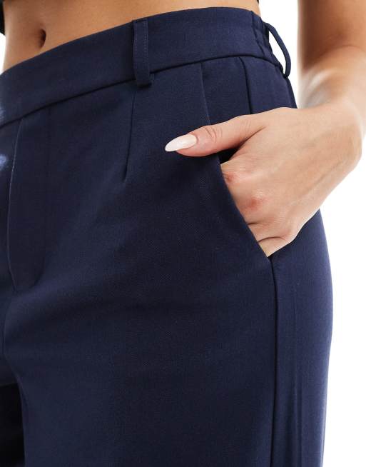 Vila - Broek met wijde pijpen en hoge taille in marineblauw, 3 van 5