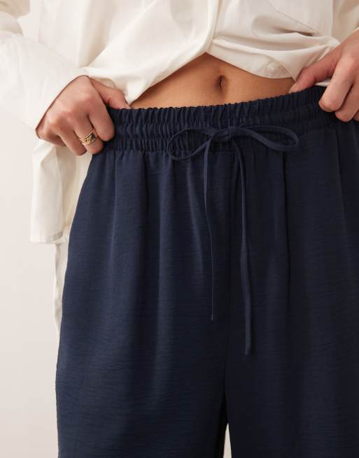 VILA - Broek met wijde pijpen en hoge taille in marineblauw, 2 van 5