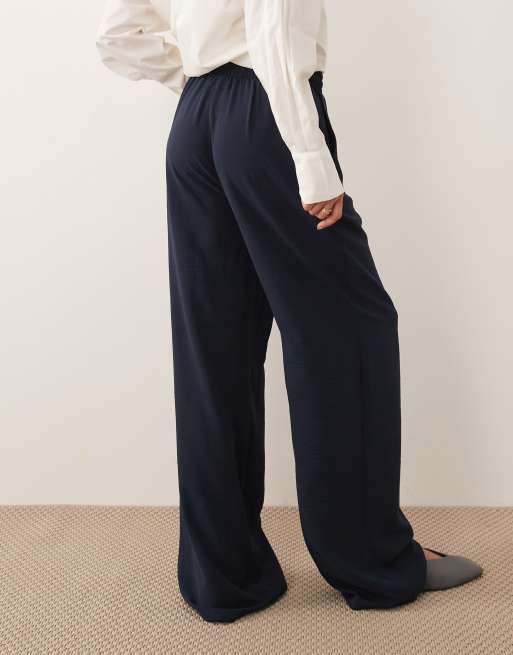 VILA - Broek met wijde pijpen en hoge taille in marineblauw, 5 van 5