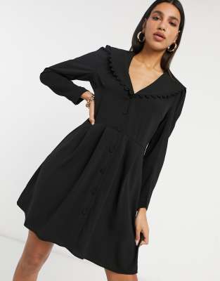 black button through dress