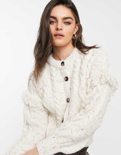 Vila cable knit cardigan in cream