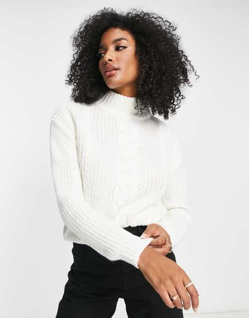 Leerling Bereiken spellen Vila cable knit high neck sweater in cream | ASOS