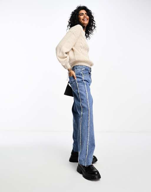 Vila cable knit sweater with puff sleeves in cream | ASOS