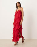 [Vila] VILA cami frill maxi dress in red 36 Jester red