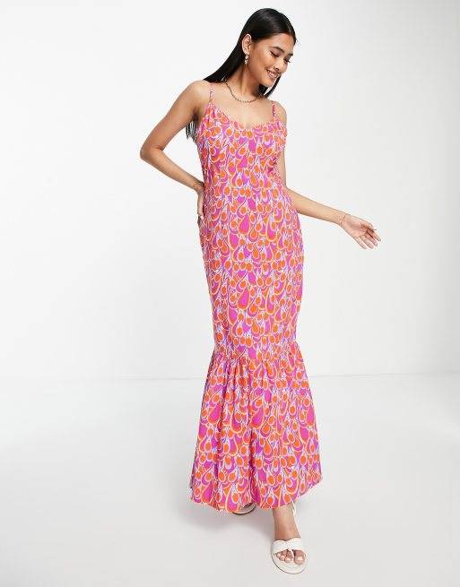 Vila cami maxi dress in bright abstract print