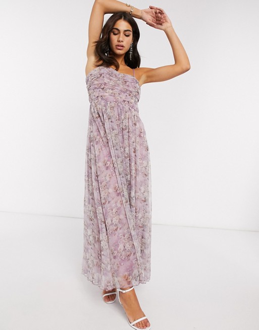 Vila cami maxi dress with ruched detail in soft floral