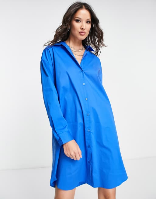 Vila - Camicia a maniche lunghe blu taglio lungo