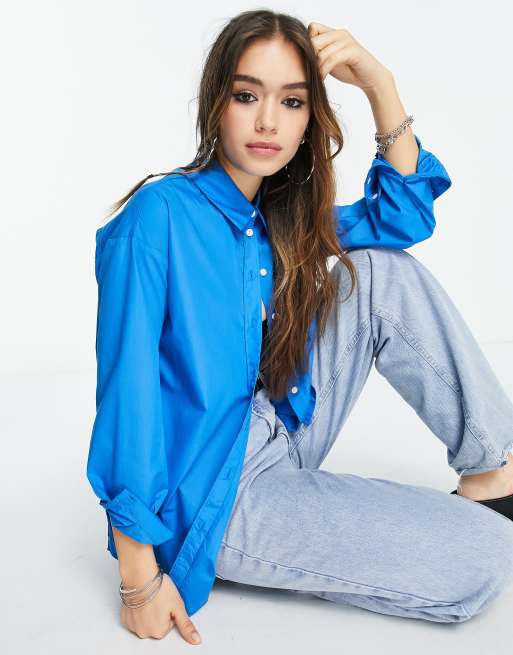 Vila - Camicia blu a maniche lunghe